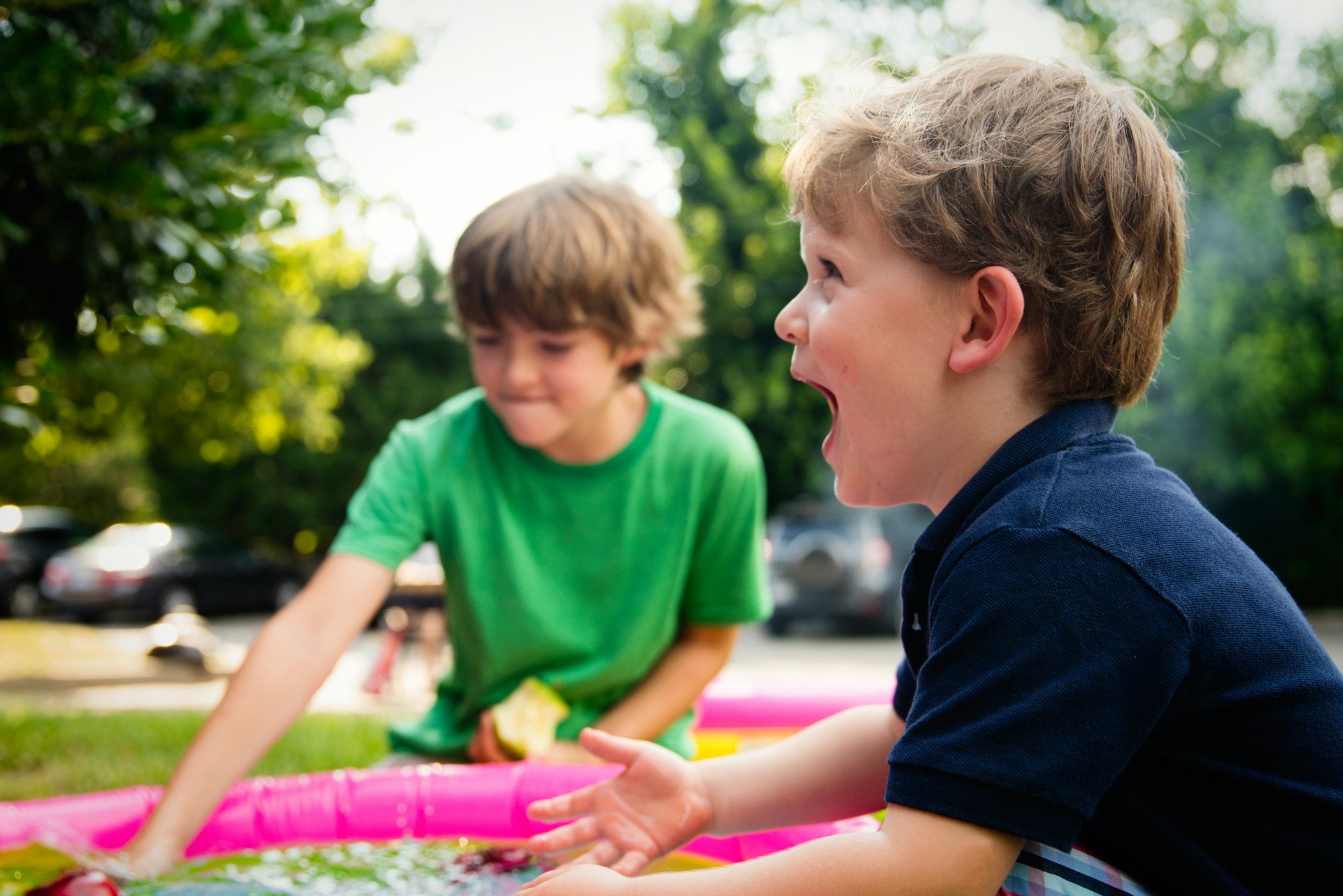 Kids playing in summer